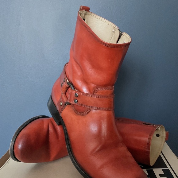 Frye Melissa Harness Boots Cognac Leather Women 8.5 B - Picture 3 of 7